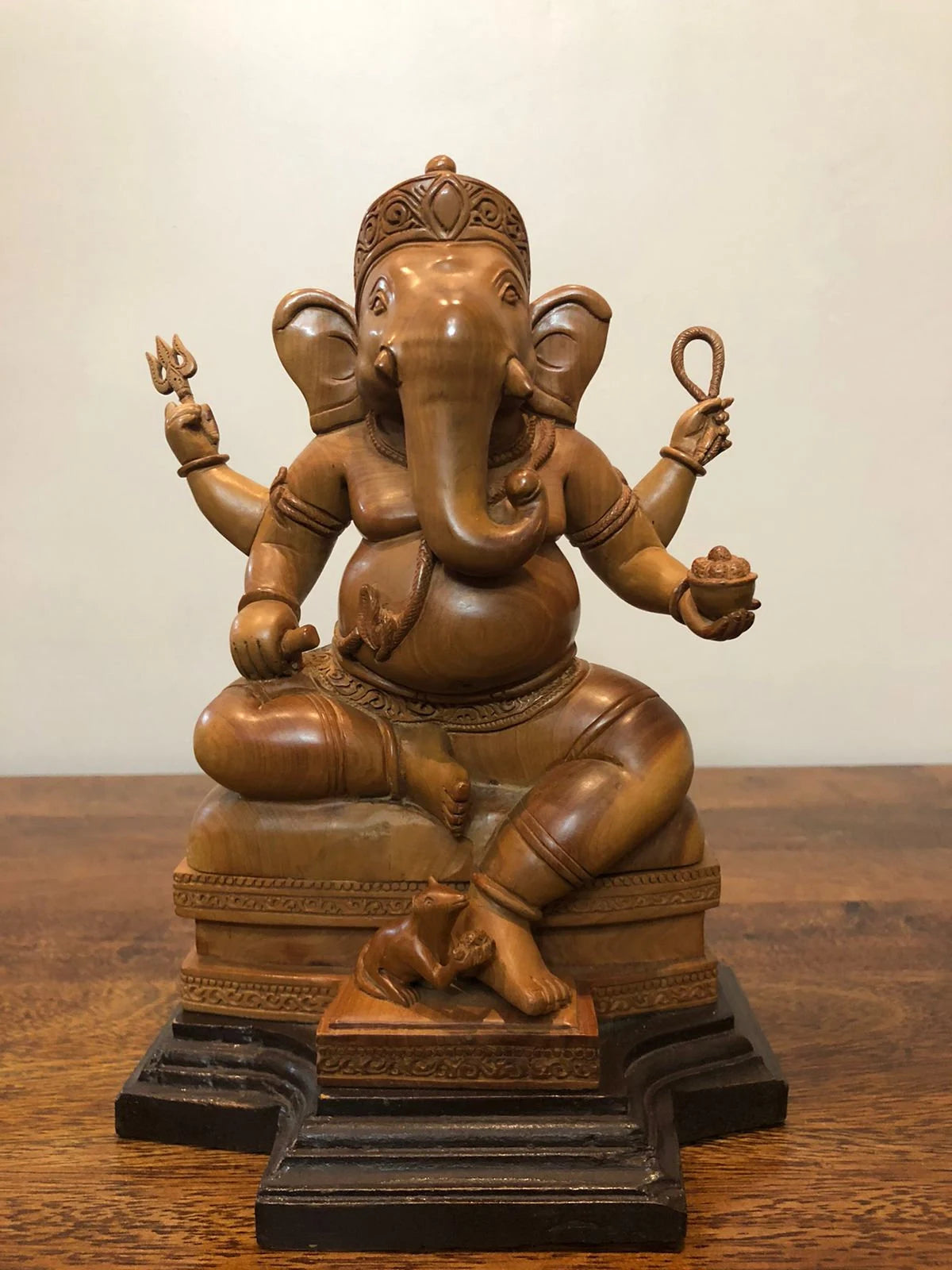 sandalwood beautifully hand carved sitting lord ganesha