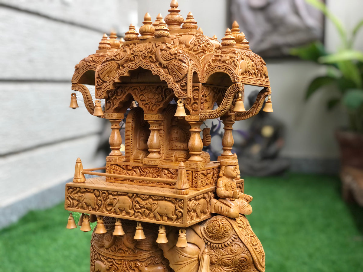 Big Size Wooden Fine Carved Ambabari Royal Safari