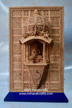 Sandalwood Carved Lord Mahaveera Jainism Jharokha with 14 Opening Lids - Arts99 - Online Art Gallery
