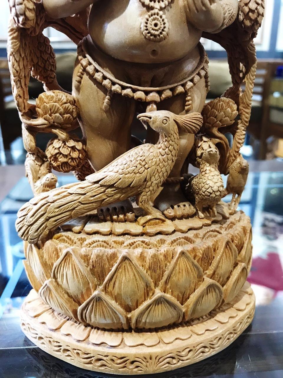 Wooden Fine Hand Carved Standing Baby Krishna Statue - Arts99 - Online Art Gallery