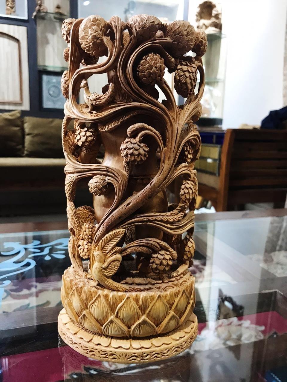 Wooden Fine Hand Carved Standing Baby Krishna Statue - Arts99 - Online Art Gallery
