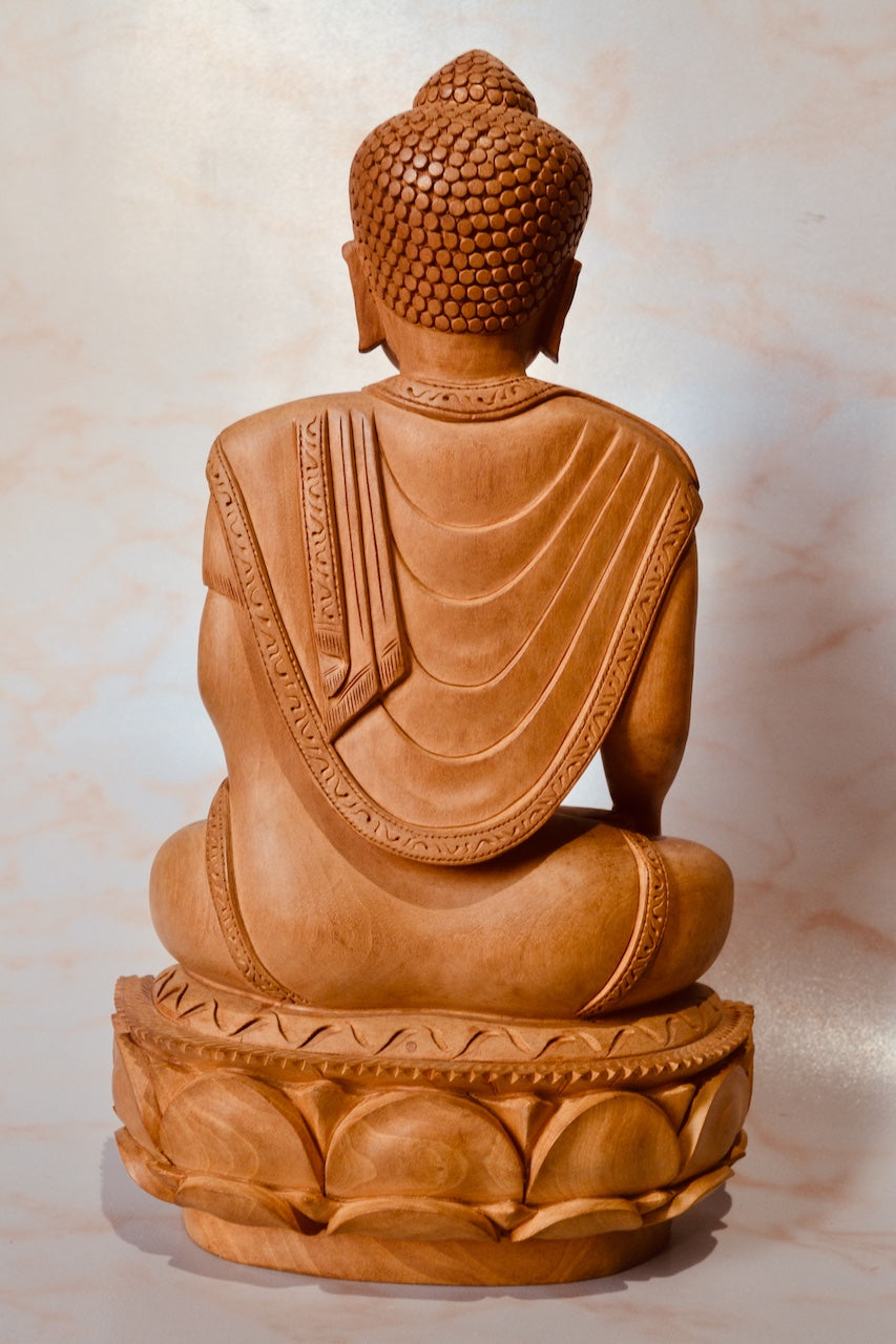 Vintage Wooden Buddha Statue Fine Carved - Arts99 - Online Art Gallery