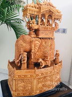 Wooden fine Carved Royal Elephant Ambabari - Arts99 - Online Art Gallery