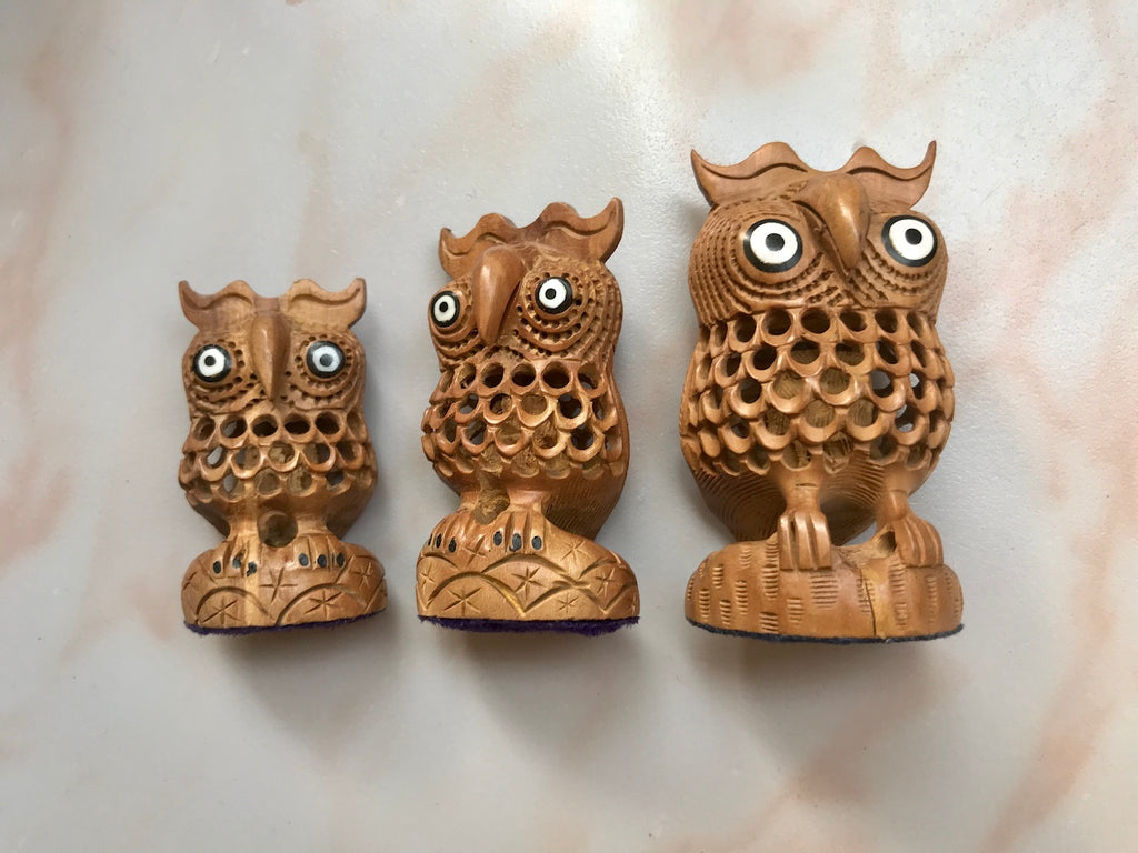 Sandalwood Tiny Owl Undercut Statue - Arts99 - Online Art Gallery