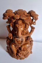 Sandalwood Hand Carved GANESH Under Tree Statue - Arts99 - Online Art Gallery