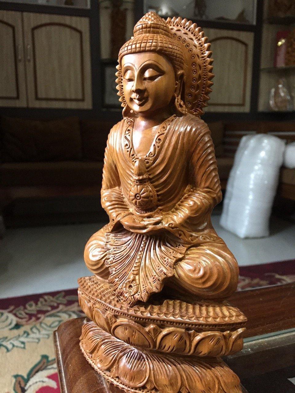 Sandalwood Beautifully Hand Carved Rare Meditation Buddha Statue - Arts99 - Online Art Gallery