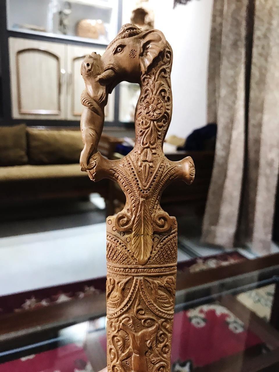 Sandalwood Hand Carved Decorative Indian Small Sword - Arts99 - Online Art Gallery