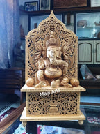 Wooden Fine Carved Ganesha with Jali Work - Arts99 - Online Art Gallery
