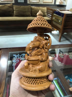 Wooden Round Jali Ganesha Fine Hand Carved Statue - Arts99 - Online Art Gallery