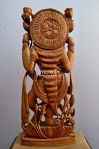 Wooden Beautifully Hand Carved Laxmi Ji Standing Statue - Arts99 - Online Art Gallery