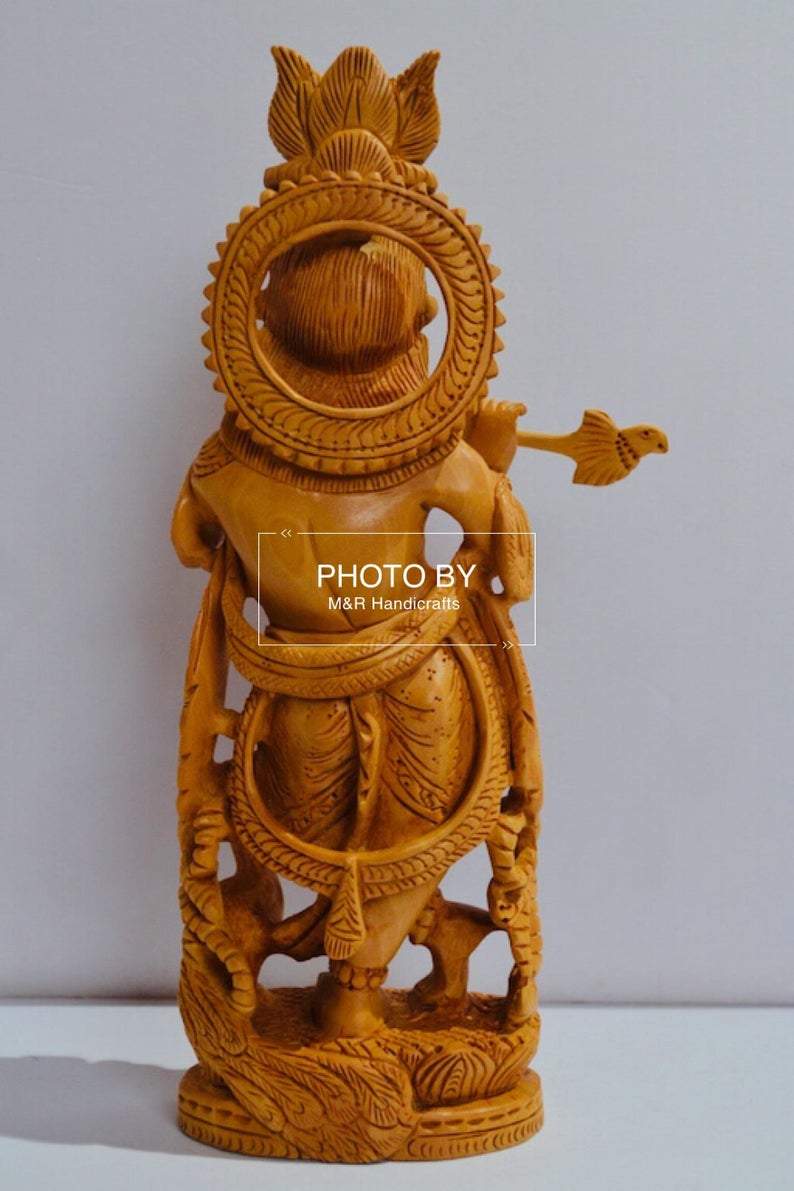 Wooden Hand Carved Baal Krishna Standing - Arts99 - Online Art Gallery