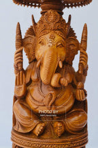 Sandalwood Beautifully Hand Carved Ganesha Chatri or umbrella - Arts99 - Online Art Gallery