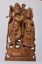 Vintage Sandalwood Beautifully Carved Radha Krishna Statue - Arts99 - Online Art Gallery