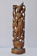 Vintage Sandalwood Carved Rare Goddess Saraswati Statue - Arts99 - Online Art Gallery