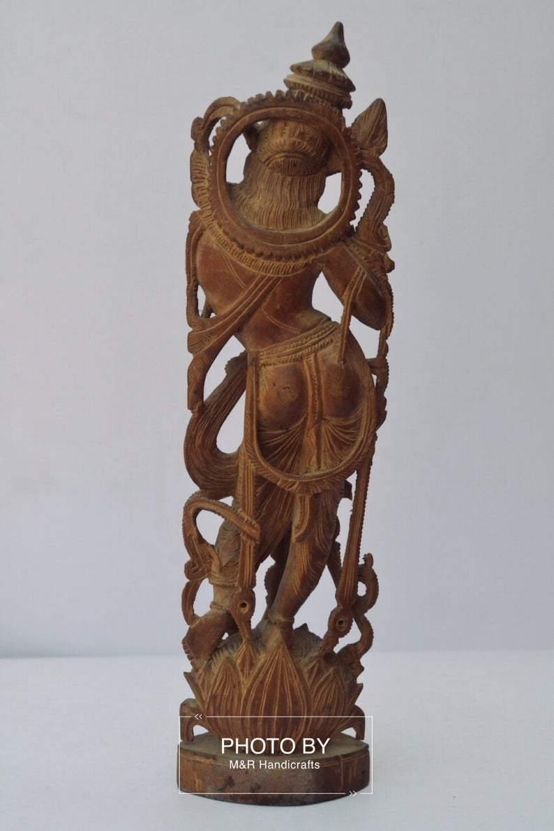 Vintage Sandalwood Carved Rare Lord Krishna Statue - Arts99 - Online Art Gallery