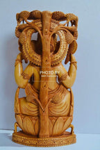 Wooden Fine Carved Ganesha Statue Under Tree - Arts99 - Online Art Gallery