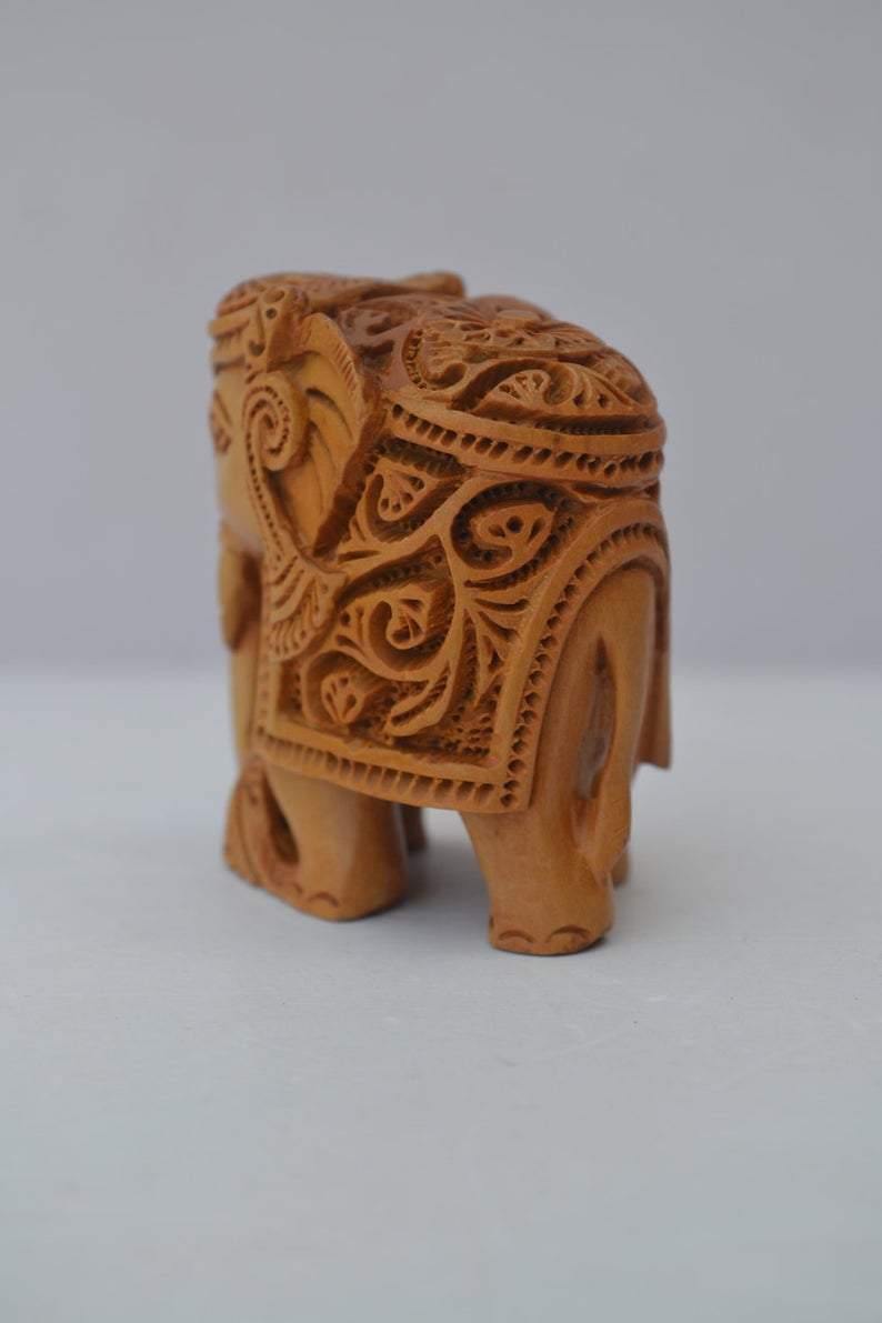 Sandalwood Fine Hand Carved Tiny Elephant Statue - Arts99 - Online Art Gallery