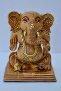 Wooden Hand Painted Baby Ganesha Statue - Arts99 - Online Art Gallery