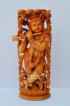 Wooden fine carved baby krishna statue - Arts99 - Online Art Gallery