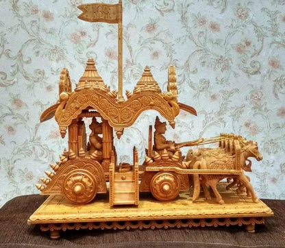 Wooden Fine Hand Carved Chariot or Arjuna Raath - Malji Arts