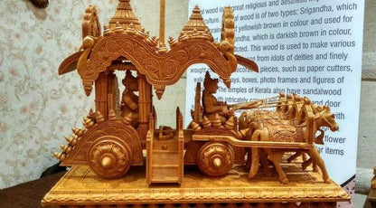 Wooden Fine Hand Carved Chariot or Arjuna Raath - Malji Arts