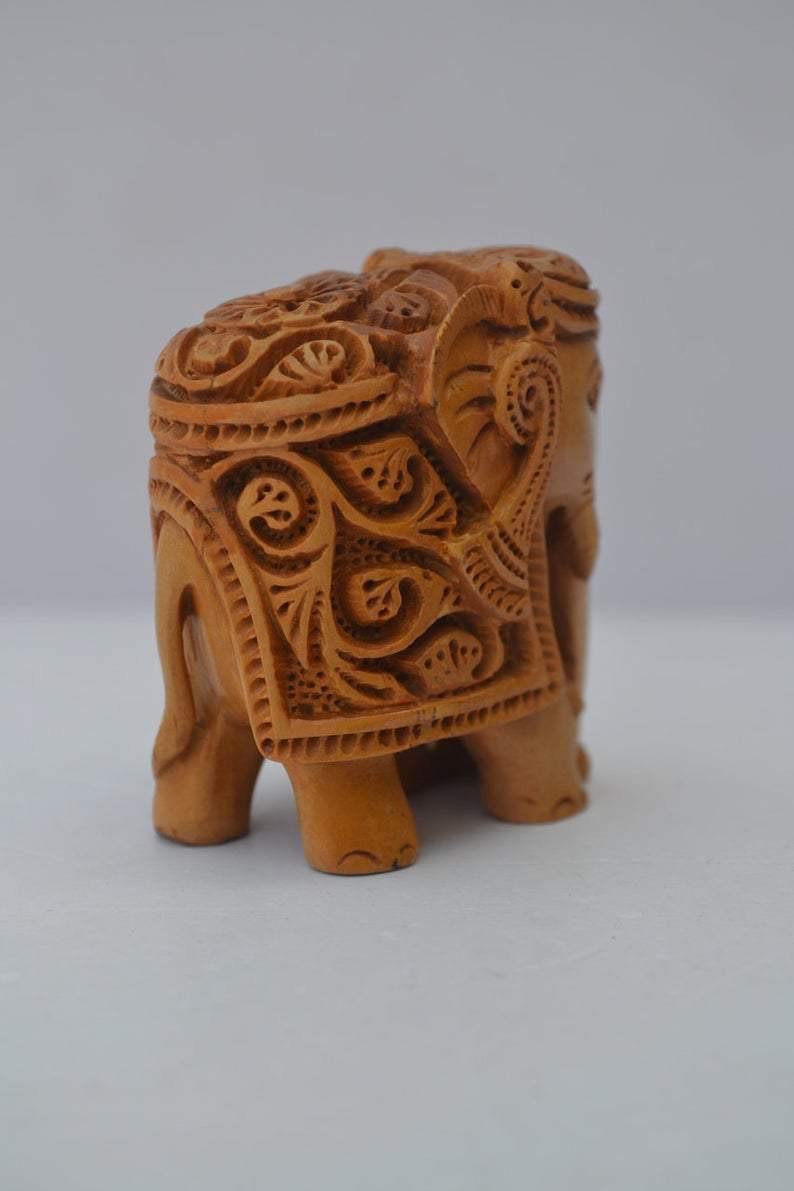 Sandalwood Fine Hand Carved Tiny Elephant Statue - Arts99 - Online Art Gallery