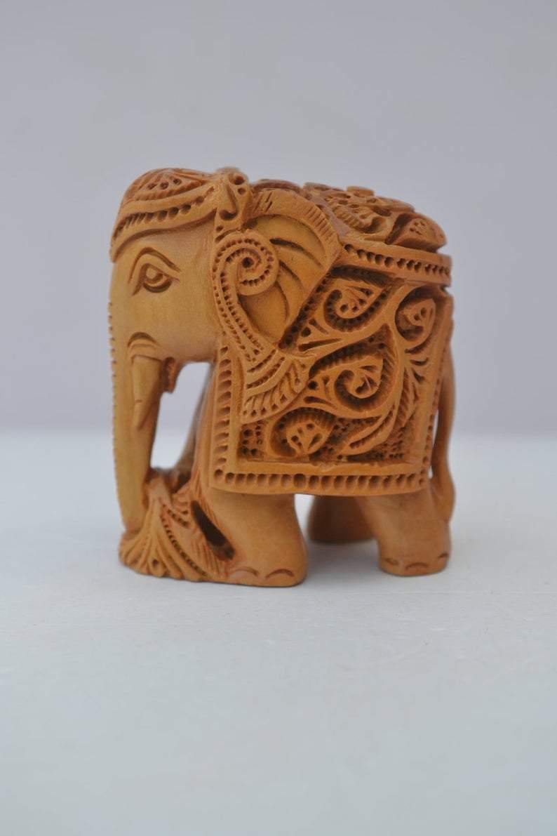 Sandalwood Fine Hand Carved Tiny Elephant Statue - Arts99 - Online Art Gallery