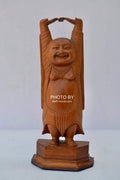 Vintage Sandalwood Carved Happy Man Laughing Buddha Statue - Arts99 - Online Art Gallery
