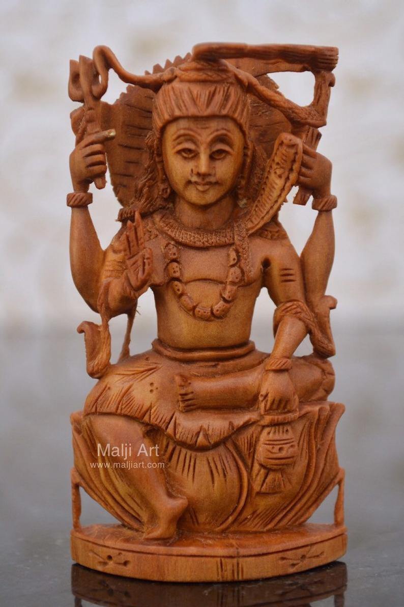 Sandalwood Carved Small Shiva Miniature Idol for gift - Arts99 - Online Art Gallery