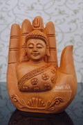 Wood Carved Super Fine Buddha in Palm Good Luck Statue - Arts99 - Online Art Gallery