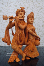 Wooden hand carved radha krishna statue - Arts99 - Online Art Gallery