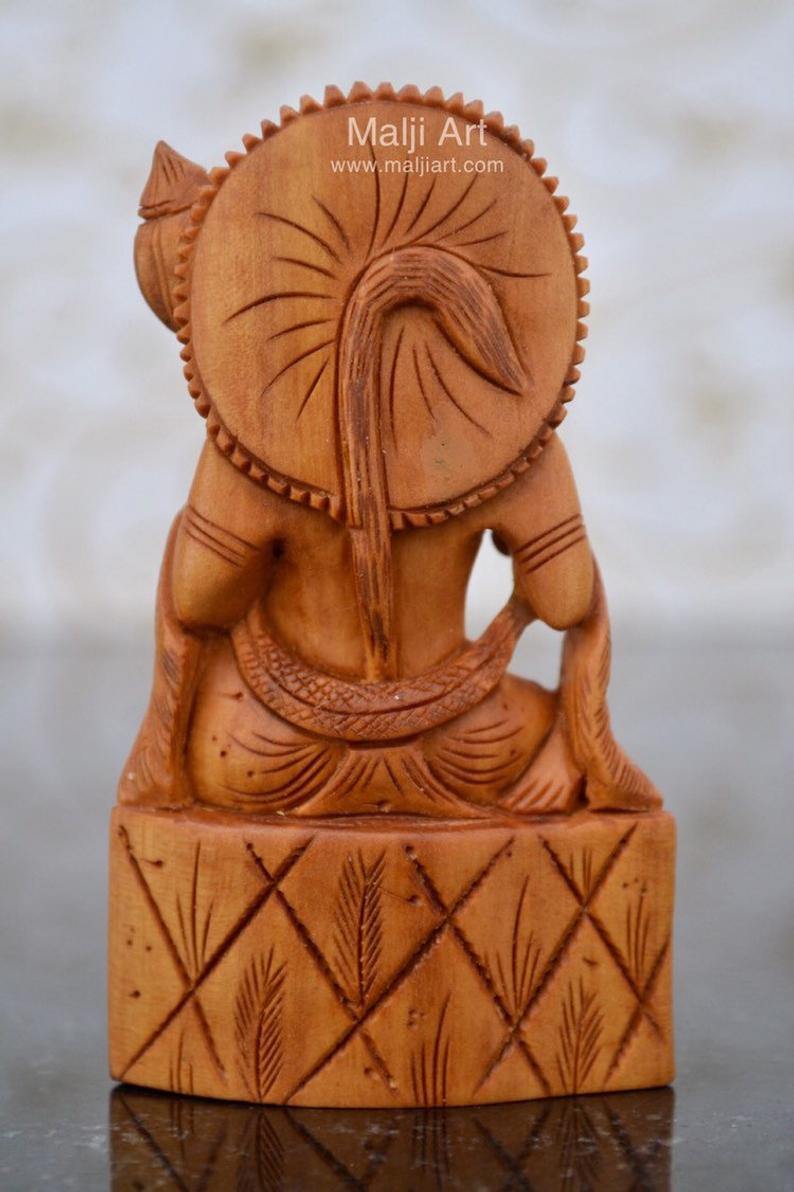 Sandalwood Carved Small Lord Hanumana Miniature Statue - Arts99 - Online Art Gallery