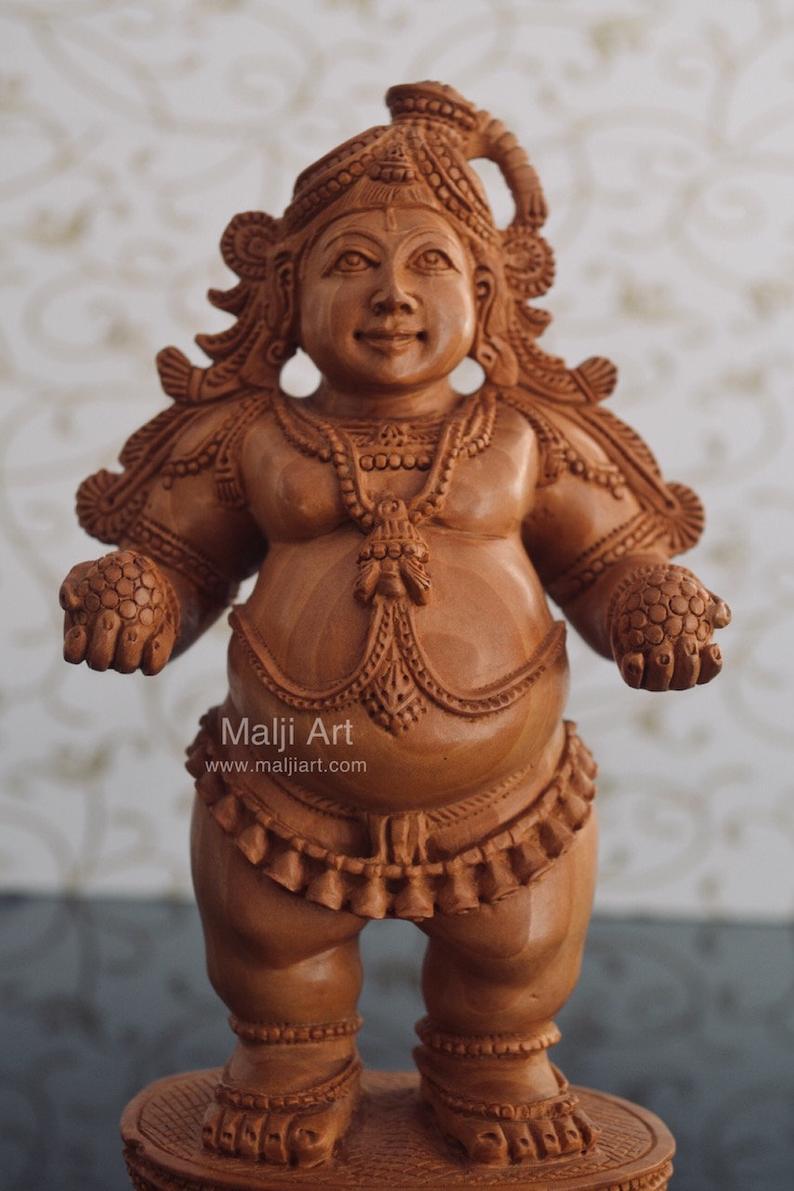 Wooden Fine Hand Carved Standing Baby Krishna Laddu Gopal Statue - Arts99 - Online Art Gallery