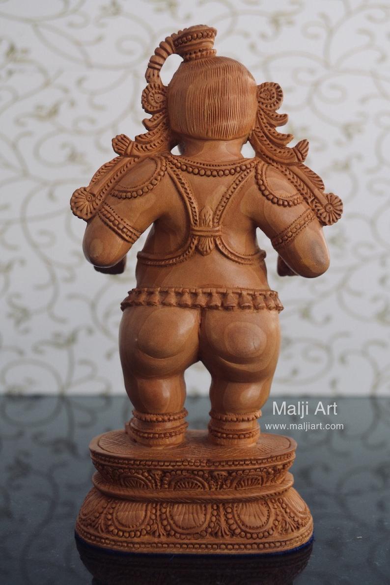 Wooden Fine Hand Carved Standing Baby Krishna Laddu Gopal Statue - Arts99 - Online Art Gallery