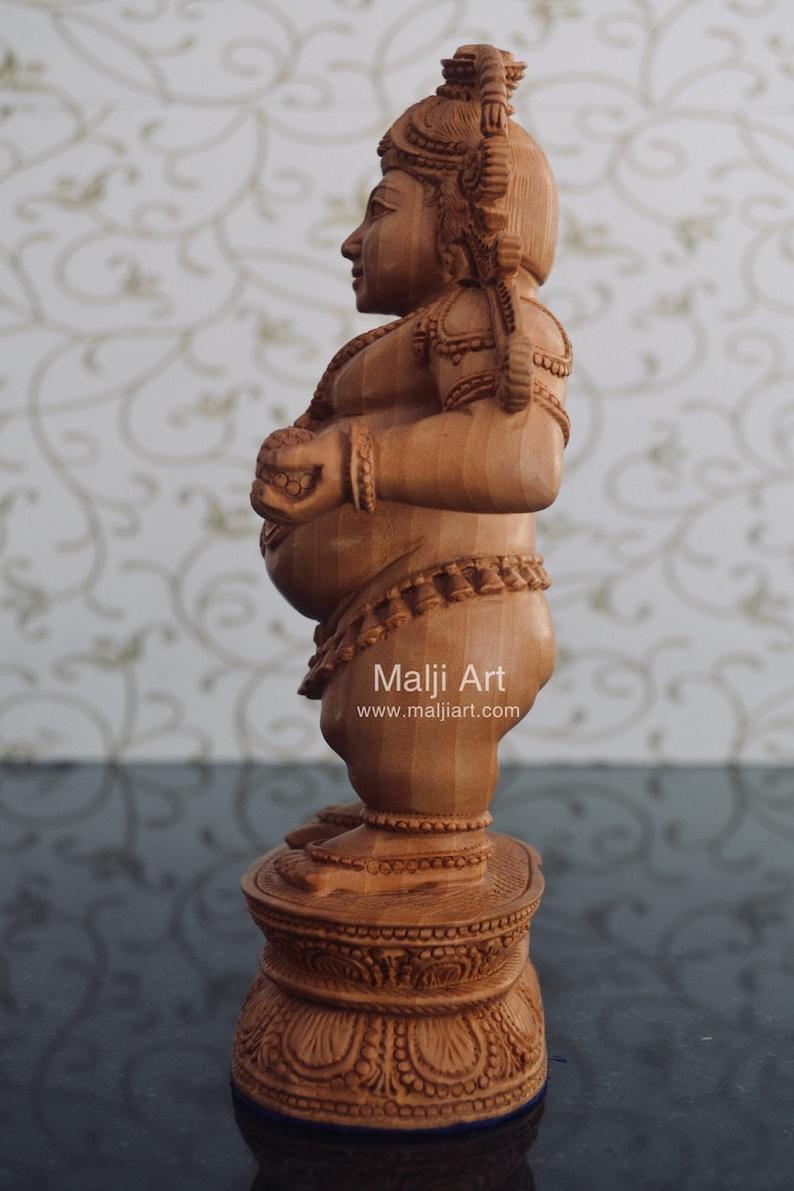 Wooden Fine Hand Carved Standing Baby Krishna Laddu Gopal Statue - Arts99 - Online Art Gallery