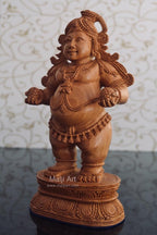 Wooden Fine Hand Carved Standing Baby Krishna Laddu Gopal Statue - Arts99 - Online Art Gallery
