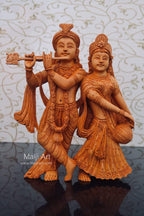 Wooden hand carved radha krishna statue - Arts99 - Online Art Gallery