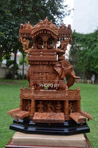 Sandalwood Fine Carved Royal Elephant Ambabari with Opening Base - Arts99 - Online Art Gallery